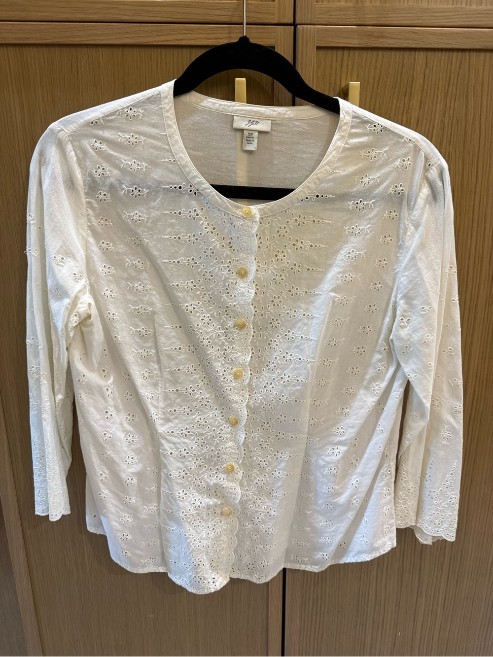 J. Jill White Eyelet Button-Front Cotton Top